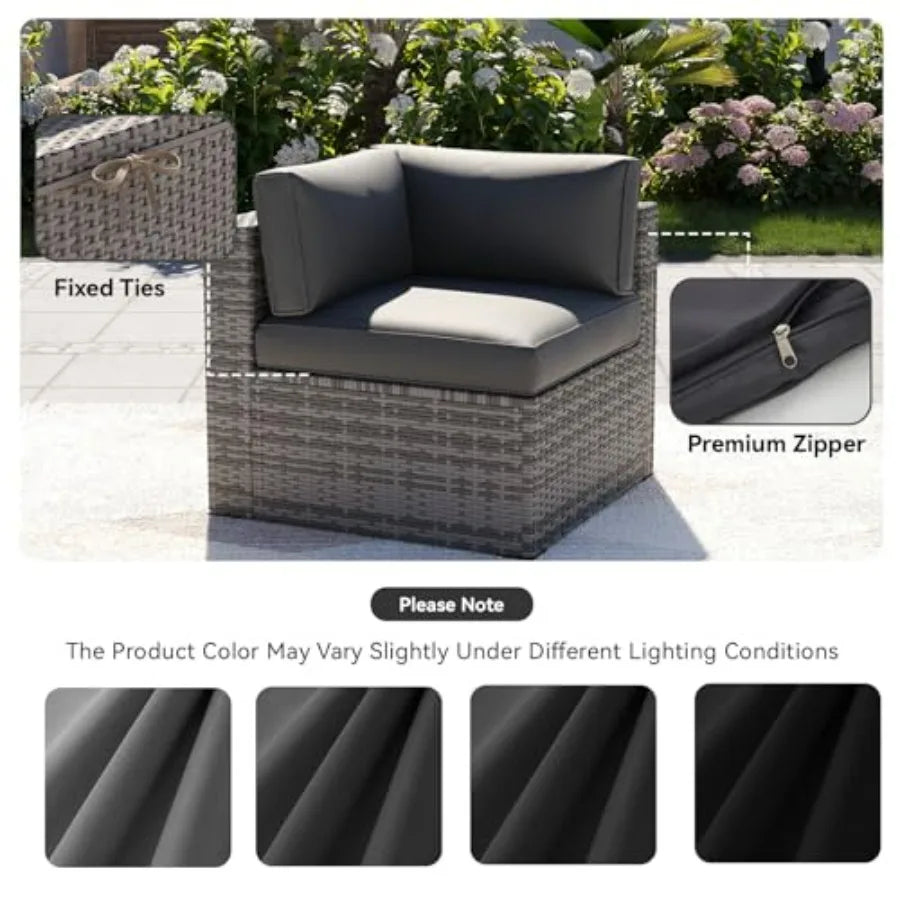 14pcs Patio Cushion Covers Replacement, Waterproof Outdoor Furniture Cushion Covers with Zipper and Non-Slip Bottom, Patio Sofa