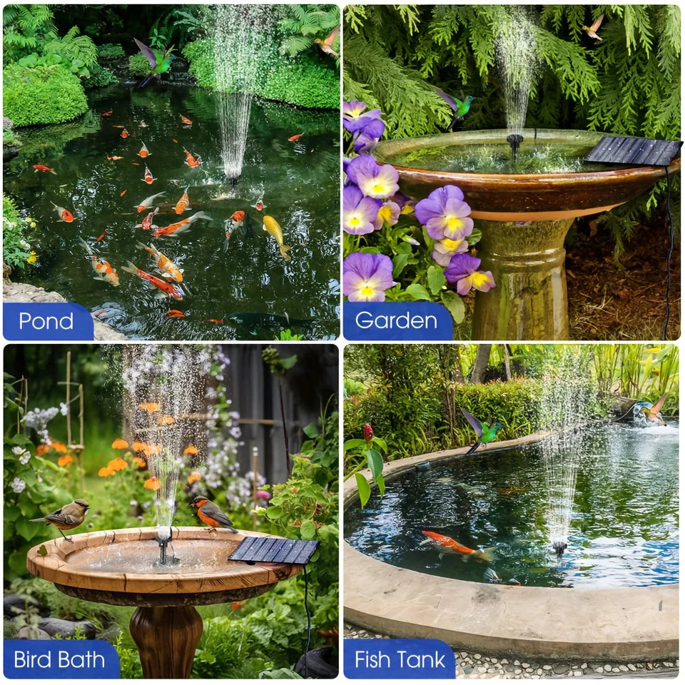 Solar Fountain With Six Nozzles Floating Water Pump For Gardens