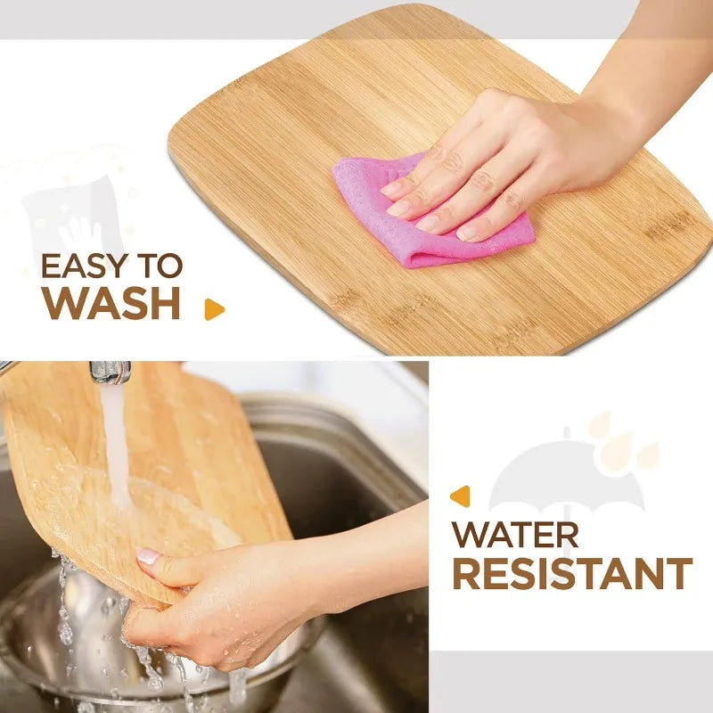 Reversible Bamboo Kitchen Cutting Board Set For Meal Prep