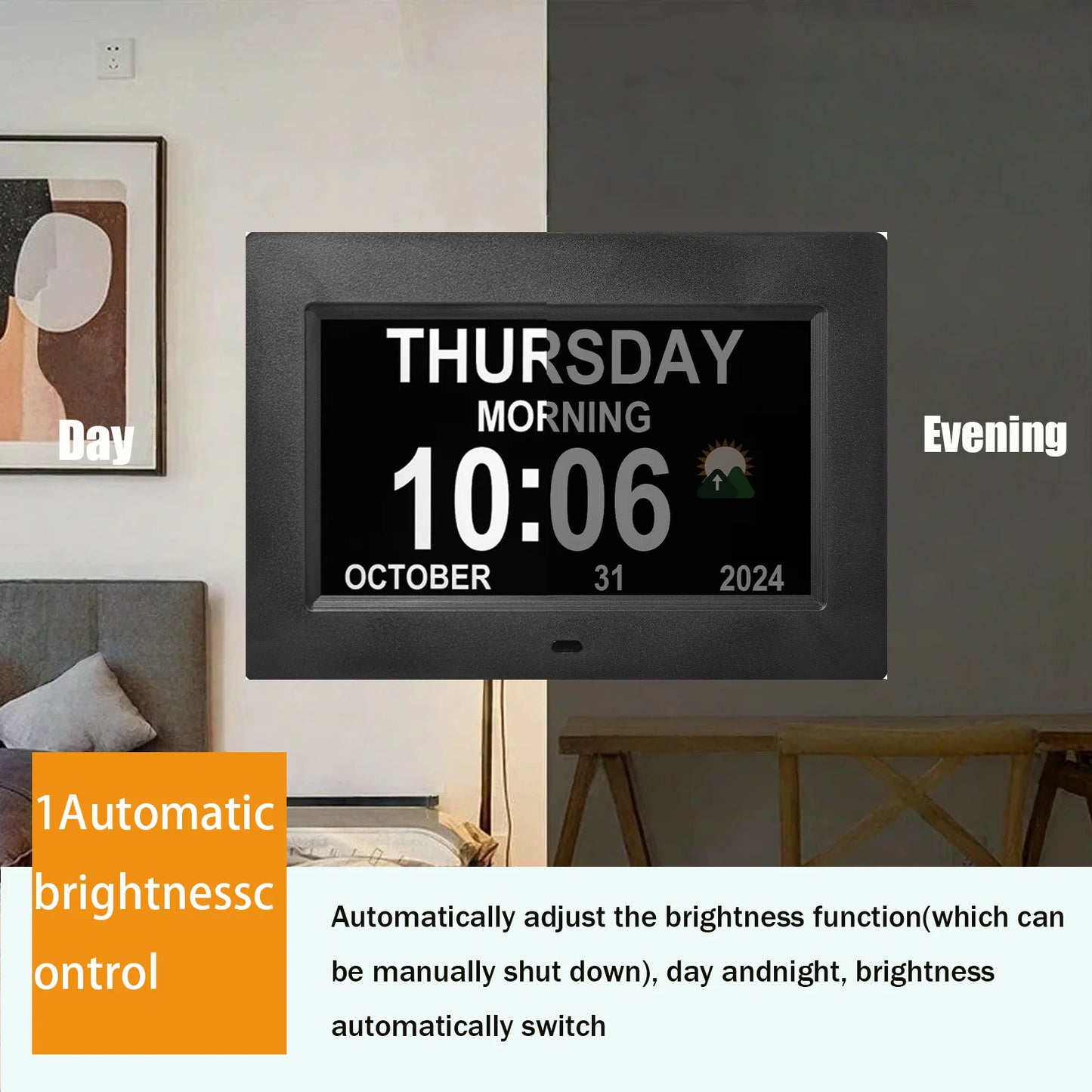 Dementia Clocks for Seniors, Digital Clock with Day and Date | Large Font, Multiple Alarm Clocks, Multiple Interface Displays, Automatic Dimming, Remote Control