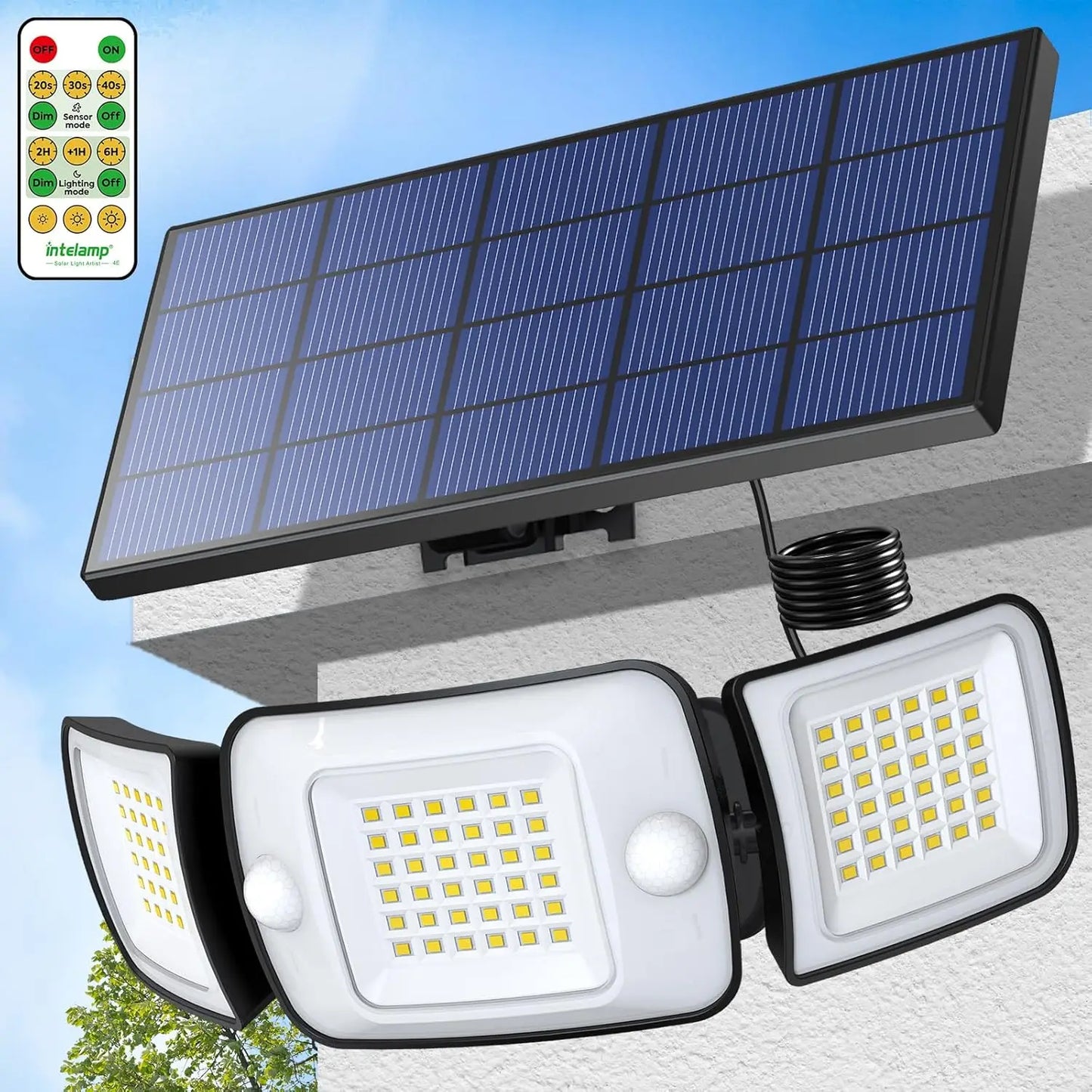 Intelamp Outdoor Solar LED Spotlight With Large Panel Three Modes