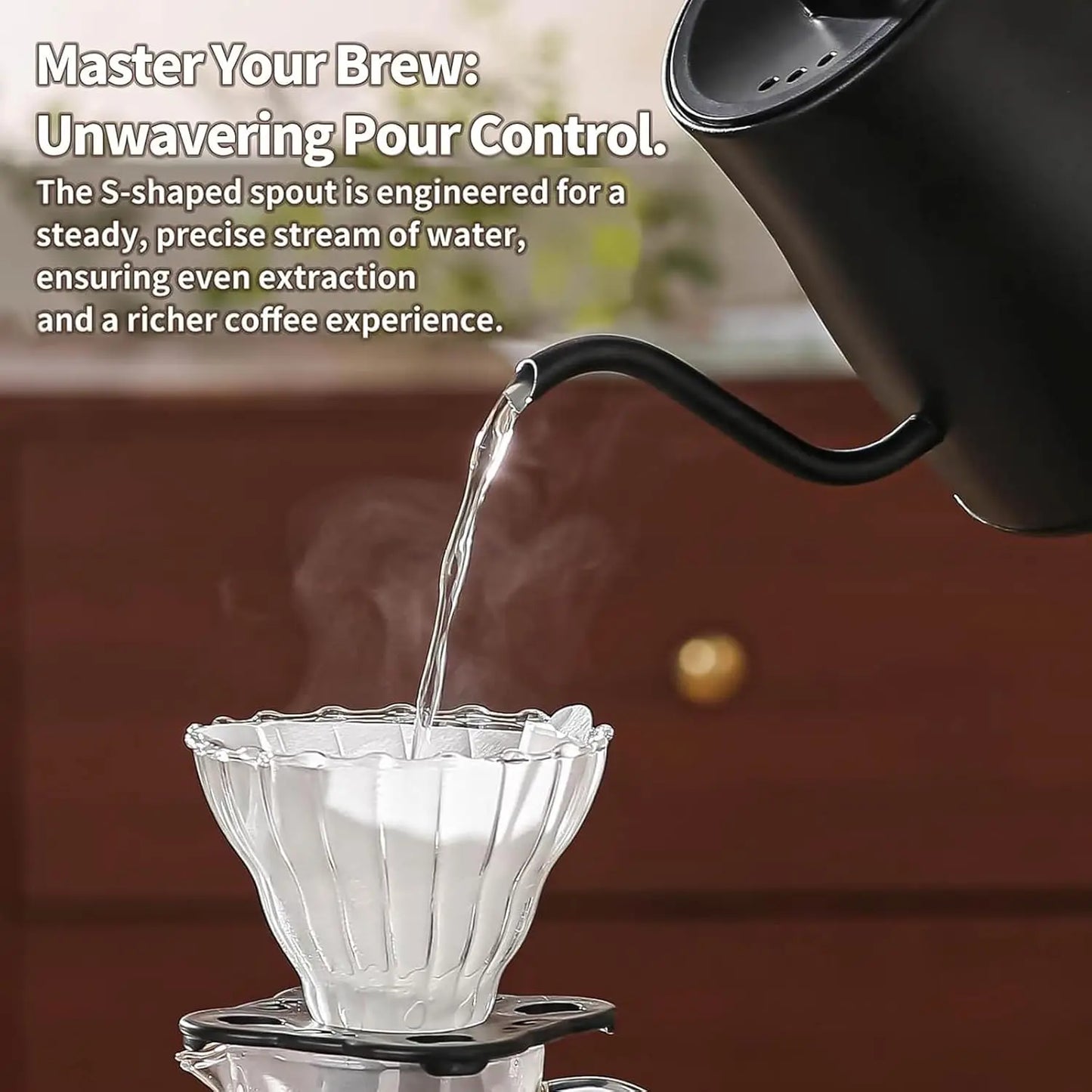 Electric Gooseneck Kettle with 50 Coffee Filters Precise Temperature Control Fast Heating Stainless Steel Pour Over Coffee Tea