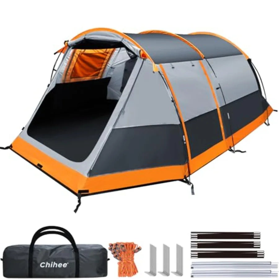 Tunnel Camping Tent For Four With Two Doors Weatherproof Shelter