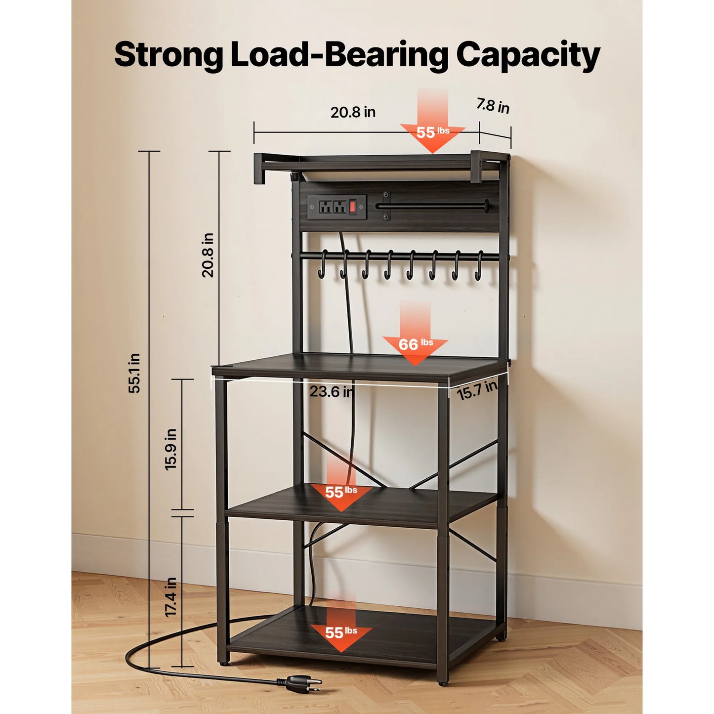 SucceBuy Power Bakers Rack With X Shaped Support And Hooks