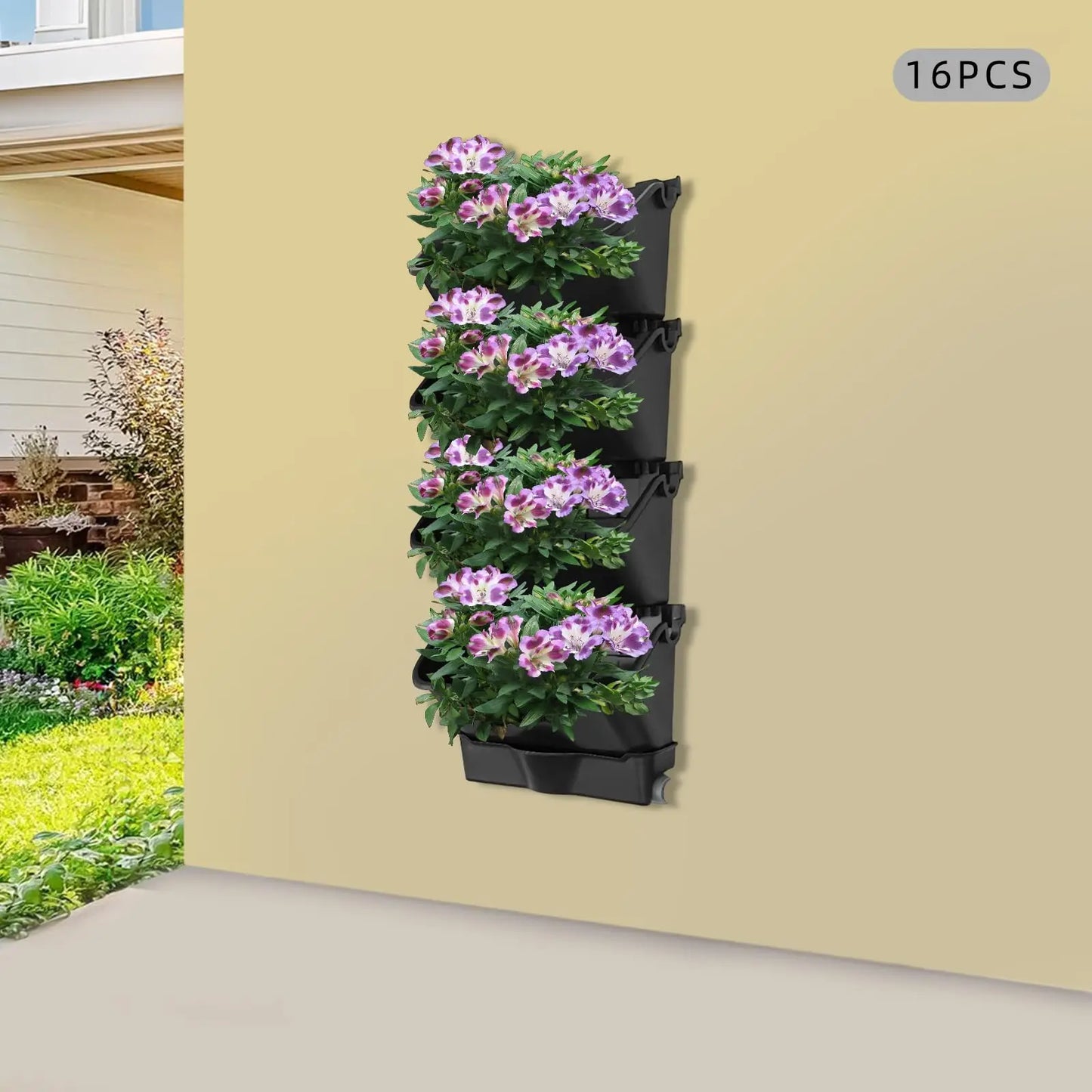 Bymaocar Self Watering Vertical Wall Planter With 16 Pots