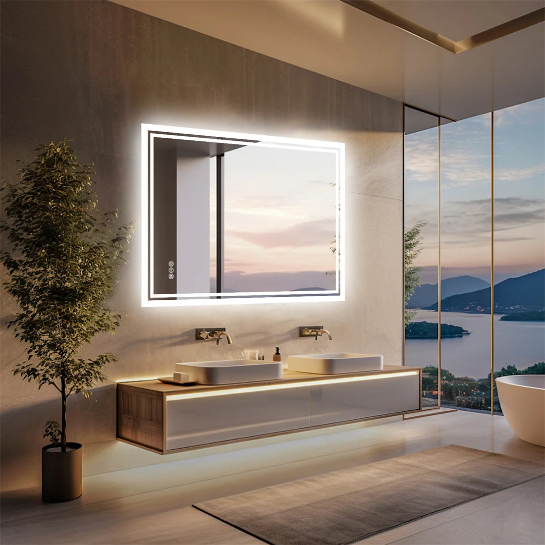 Luvodi Led Backlit Defog Bathroom Mirror With Dimmable Light