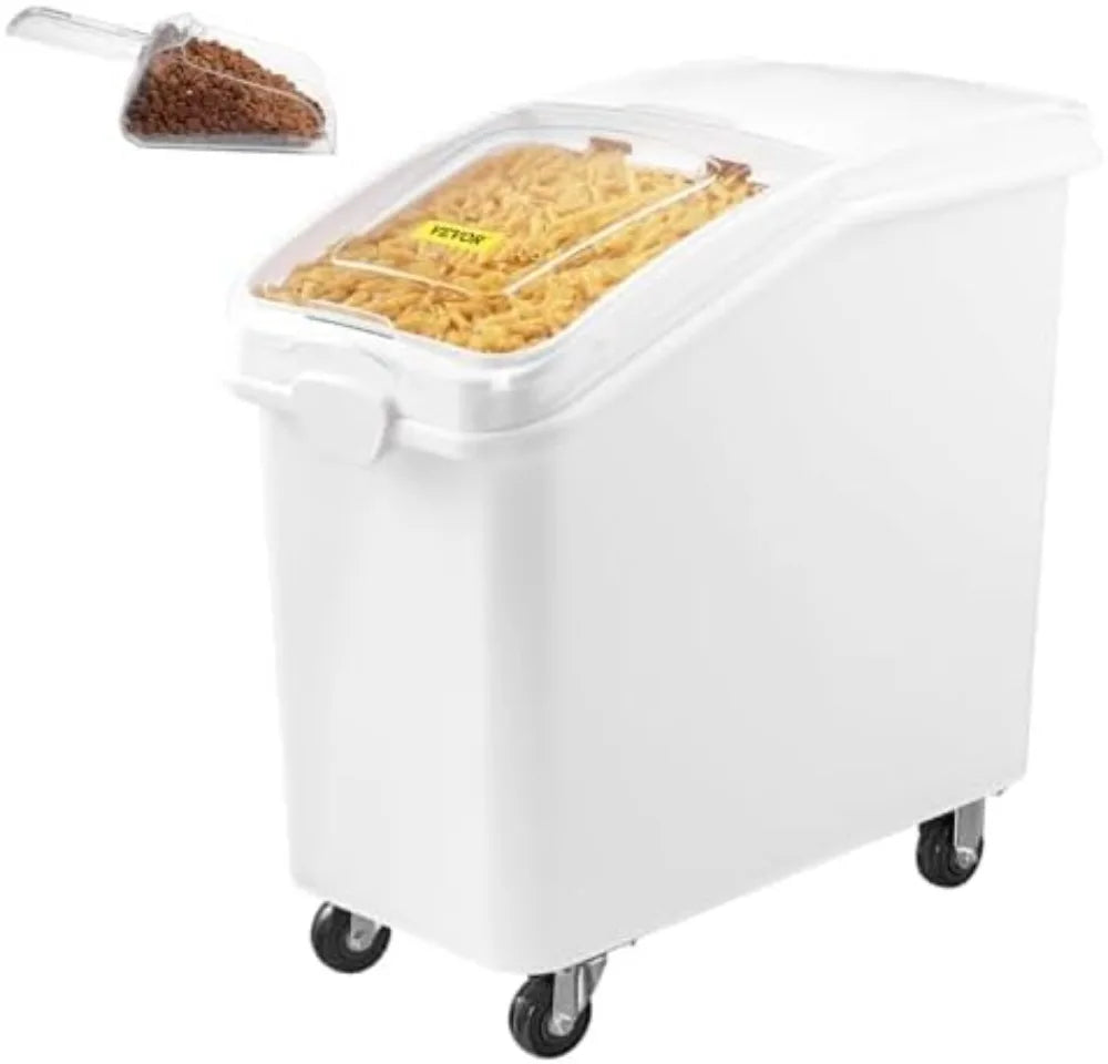 Ingredient Storage Bin With Wheels Sliding Lid Scoop 3-Piece Set