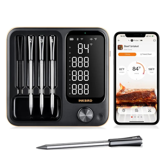 XMSJ Wireless Meat Thermometer With 360 Degree LCD And 4 Probes