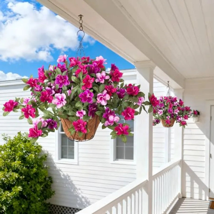 Artificial Hanging Flowers For Outdoor Baskets 3 Pack Silk Flowers