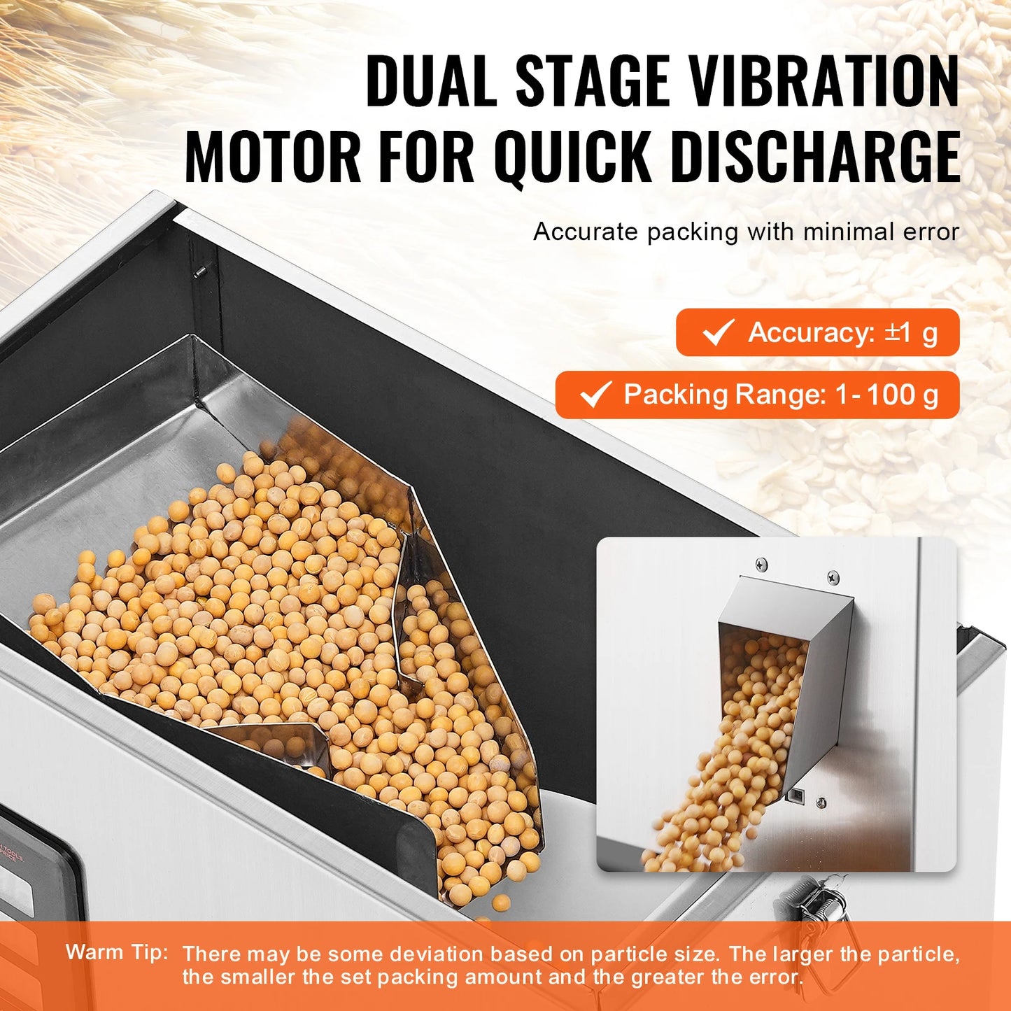 SucceBuy 1-100g/1-200g/10-500g Powder Filling Machine Automatic Intelligent Particle Weighing Dispenser Machine  for Tea Seeds
