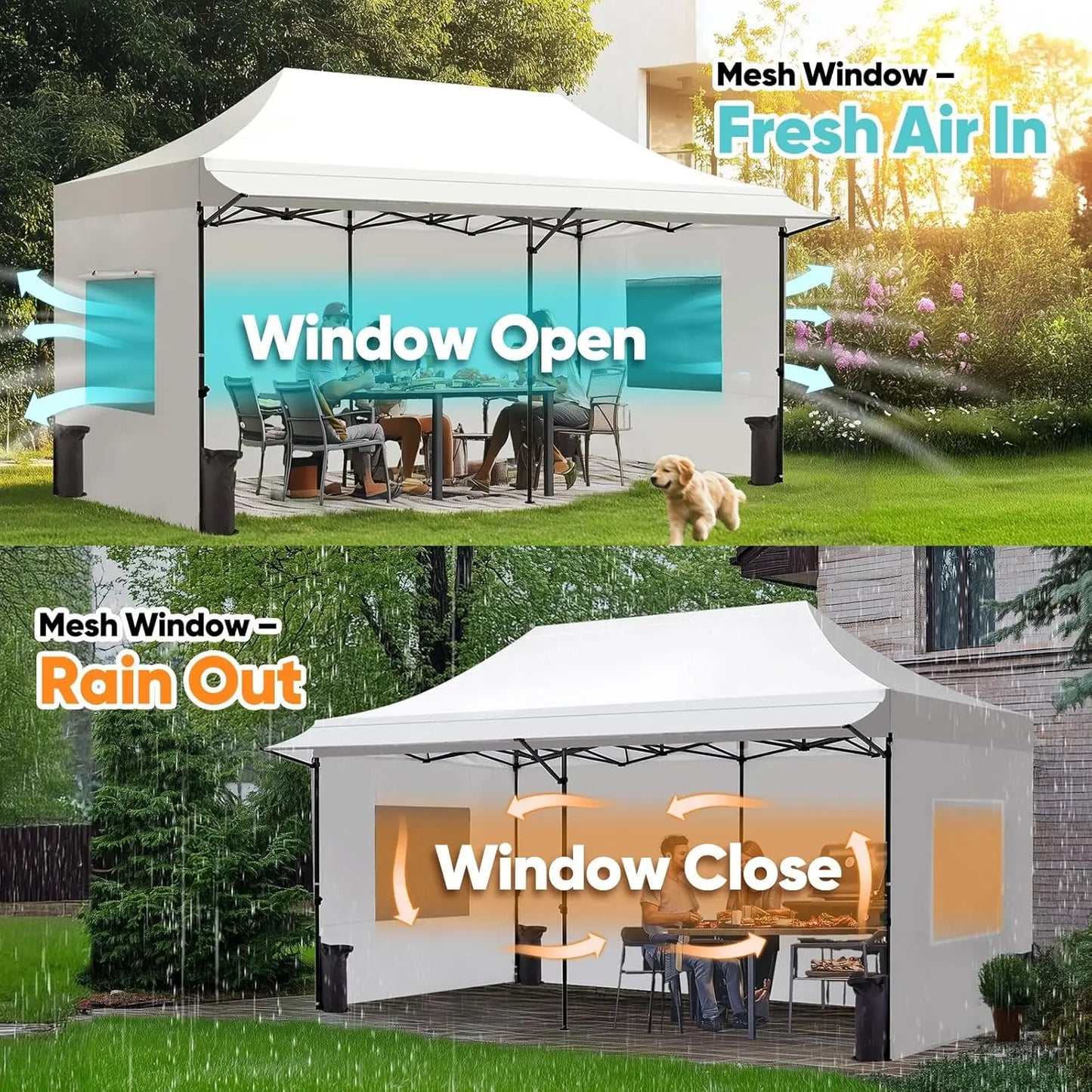 10x20 Heavy Duty Pop up Canopy Tent with 3 Removable Sidewalls, Commercial Grade Instant Shelter with Wheeled Bag for, Custom