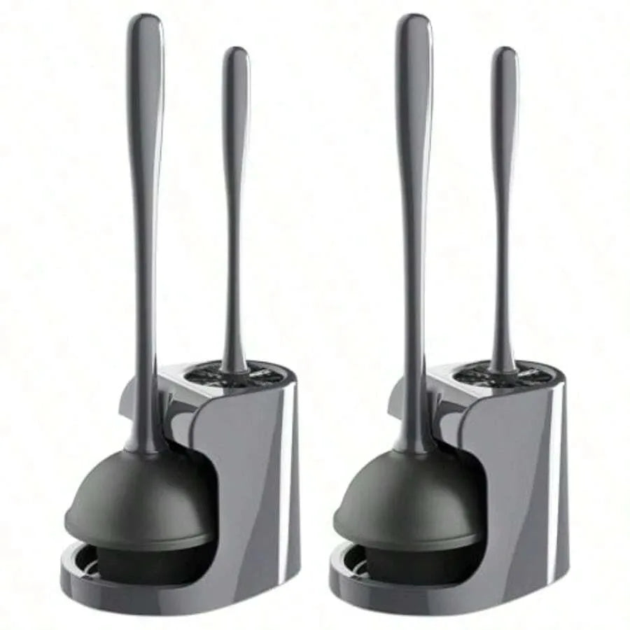 Toilet Plunger And Bowl Brush Combo Two Pack For Bathroom Cleaning