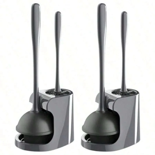 Toilet Plunger And Bowl Brush Combo Two Pack For Bathroom Cleaning