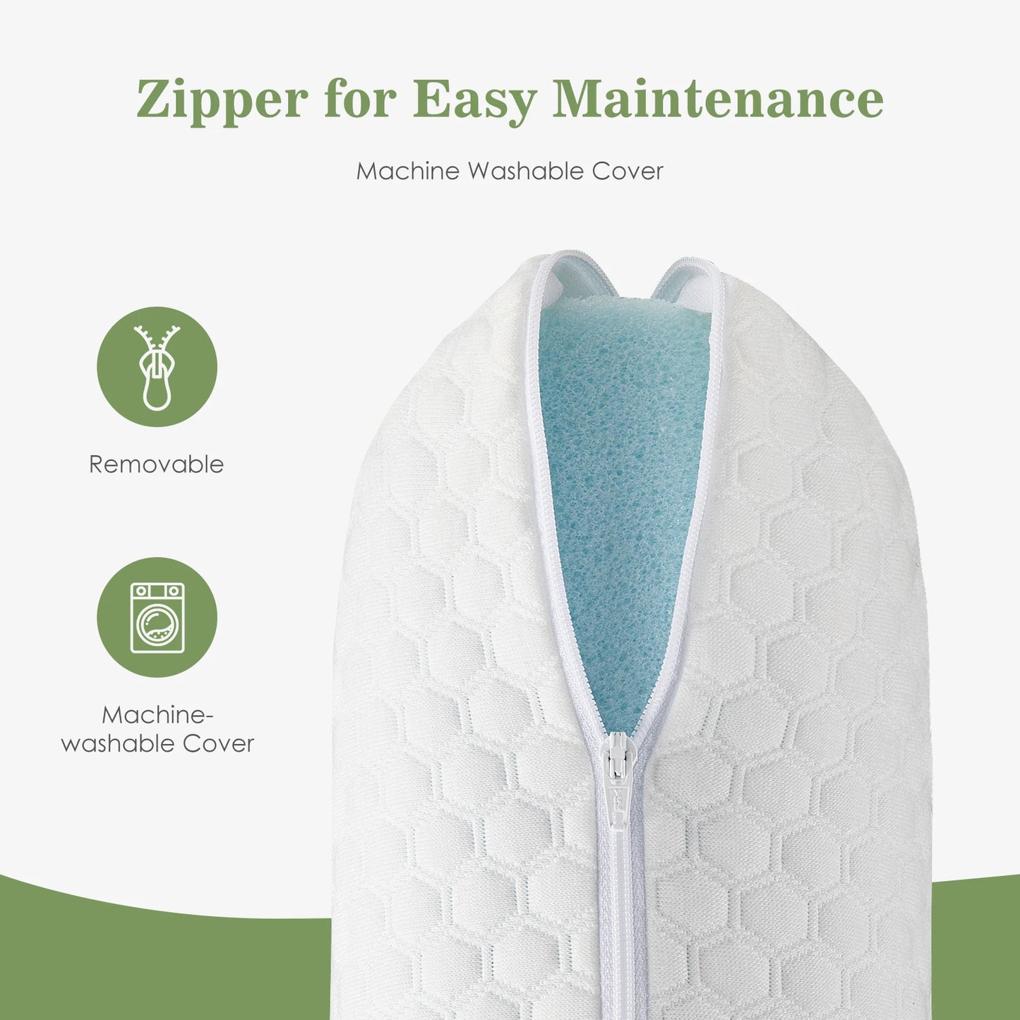 JHK 2-Piece Memory Foam Pillows With Ventilated Removable Covers