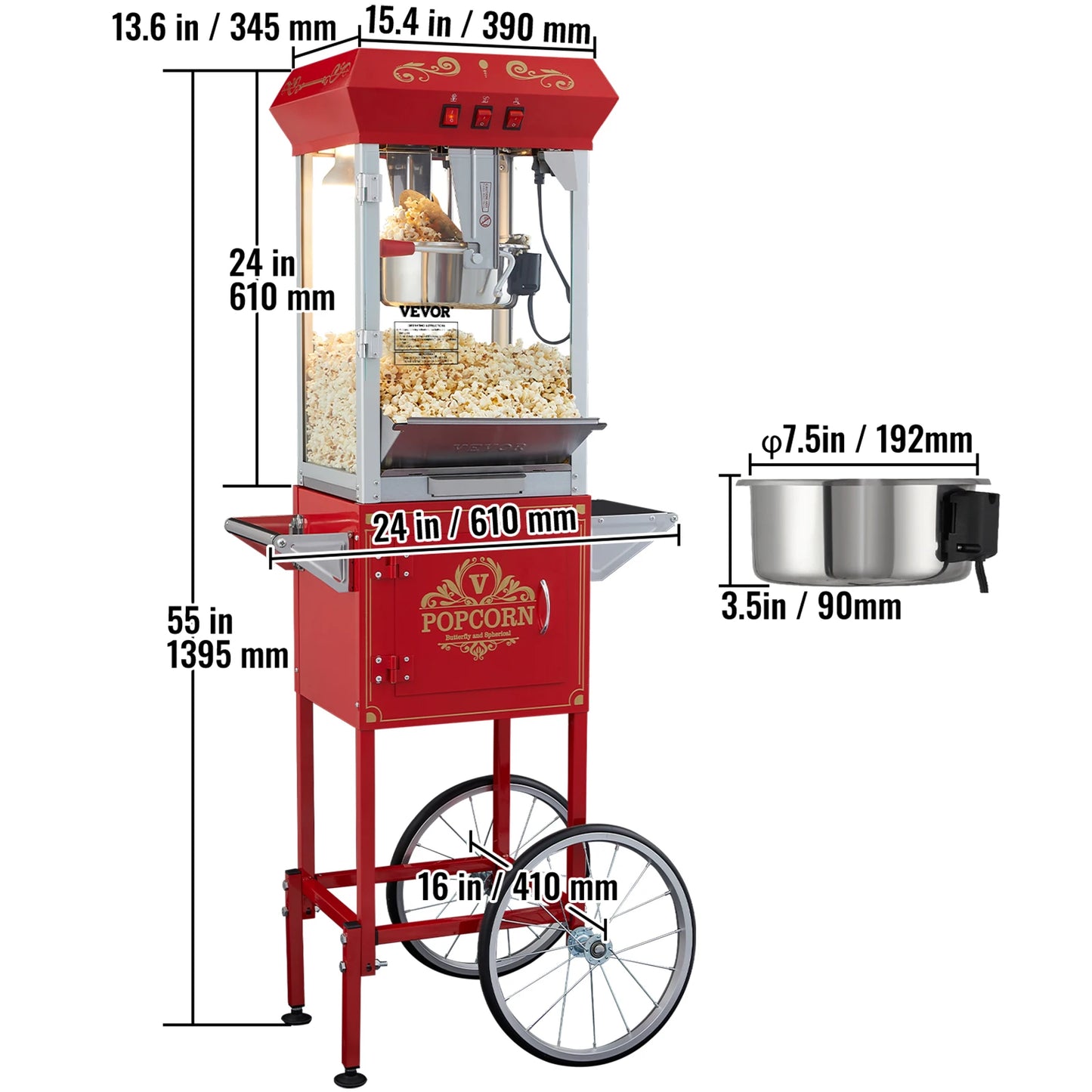 Succebuy Electric Popcorn Maker Commercial Popper Machine With Scoop Spoon