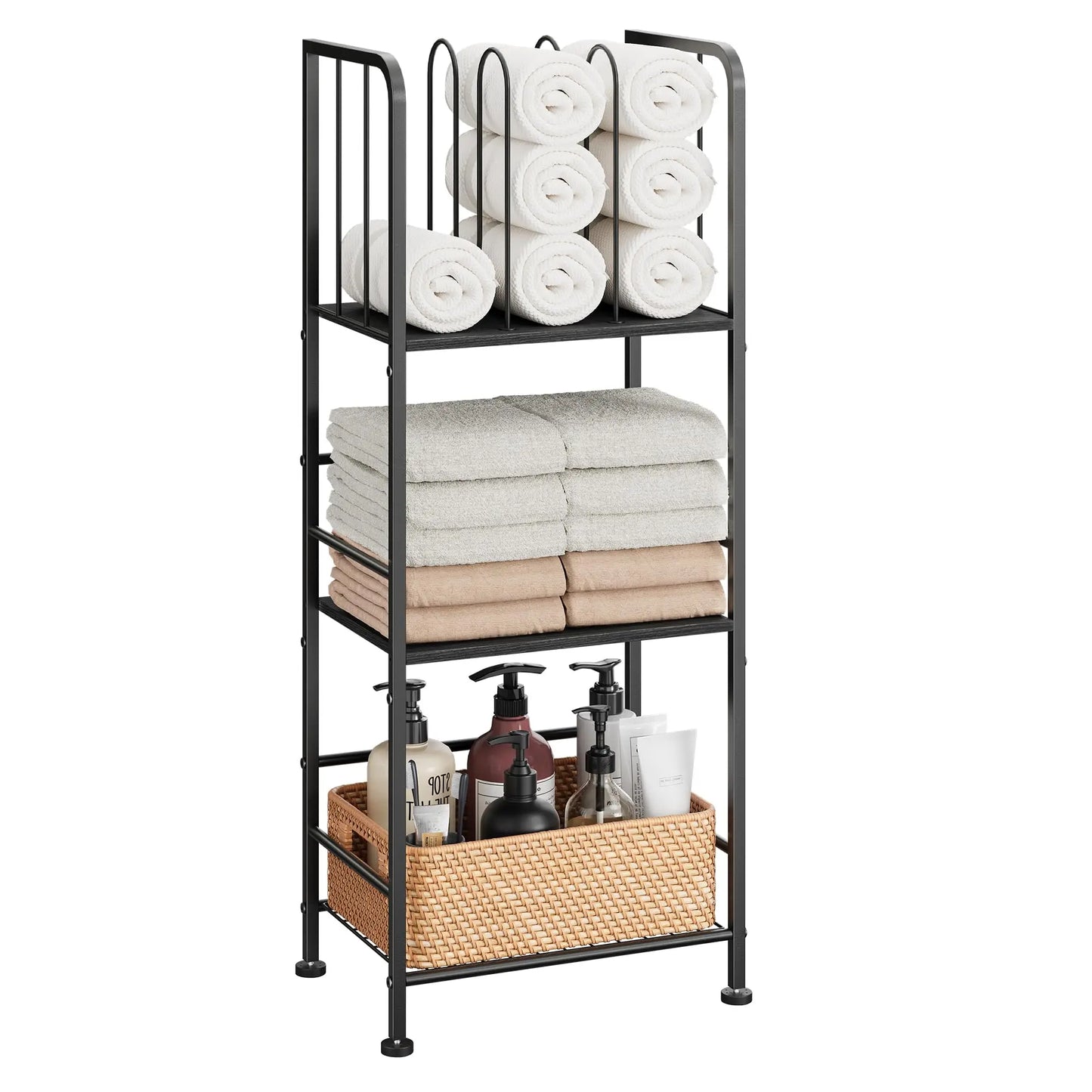 XIUWO Free Standing 3-Tier M-Shaped Towel Rack With Detachable Dividers