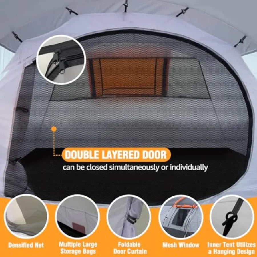Tunnel Camping Tent For Four With Two Doors Weatherproof Shelter