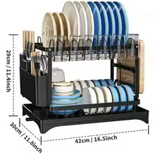 Diamri 2 Tier Rotating Dish Drying Rack With 360 Swivel