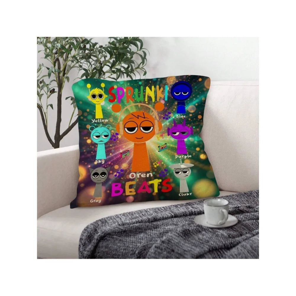Sprunki Game Throw Pillow Cover for Couch Sofa Bedding Home Decorative Pillowcases for Bedroom, Living Room 18x18 in