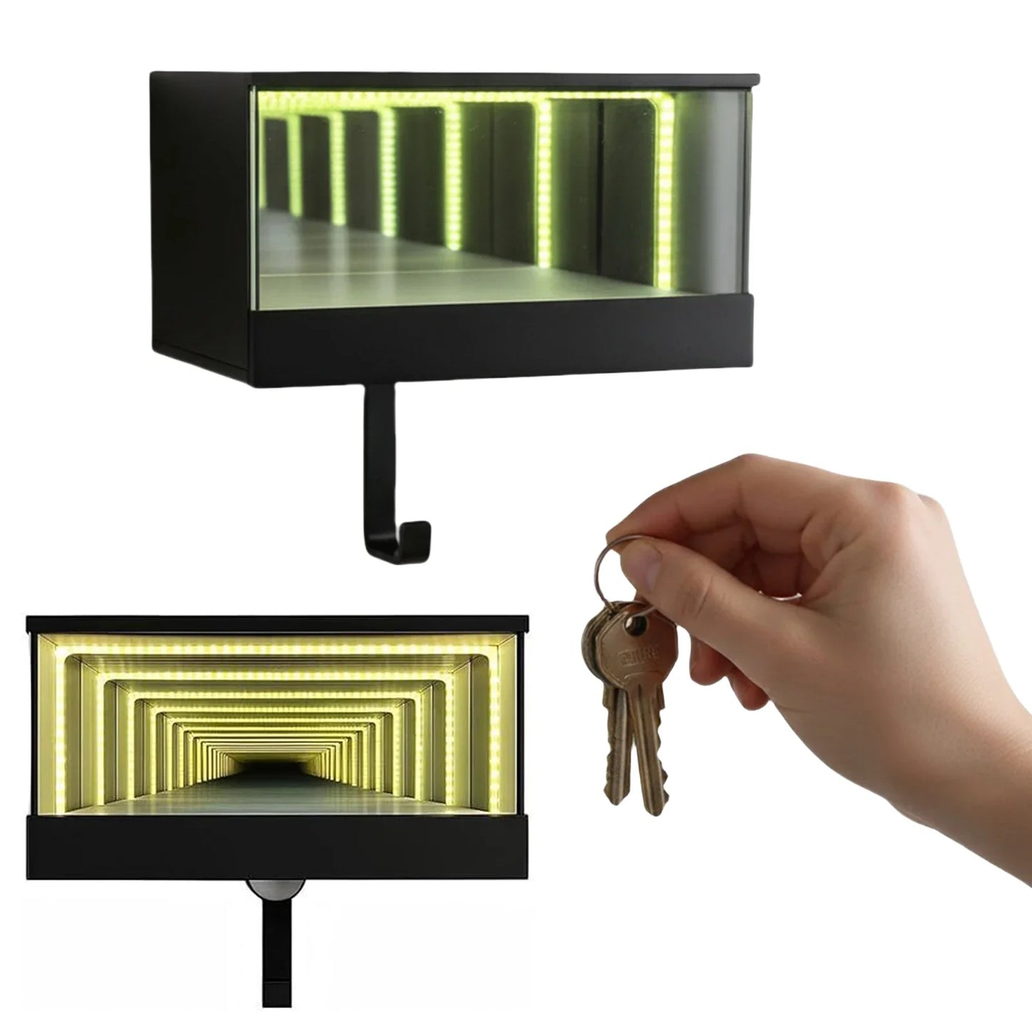 Car Garage Key Holder Infinite Light LED Wall Mount Organizer