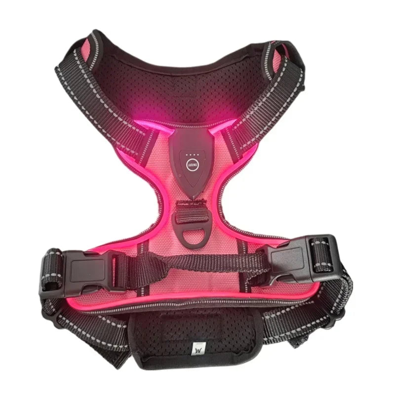 Led Luminous Dog Harness Rechargeable No Pull Adjustable Vest For Dogs