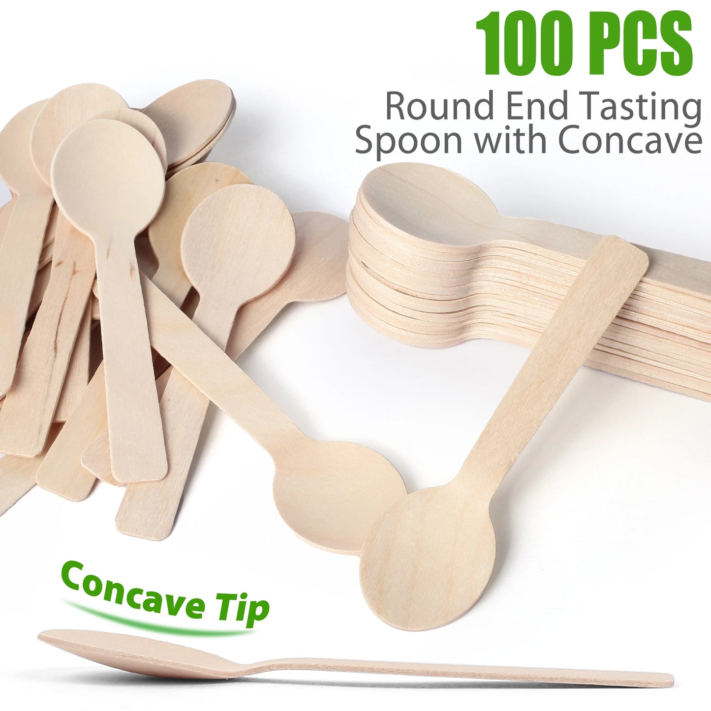 Disposable Wooden Spoons 100Pcs Mini Tasting Utensils for Parties