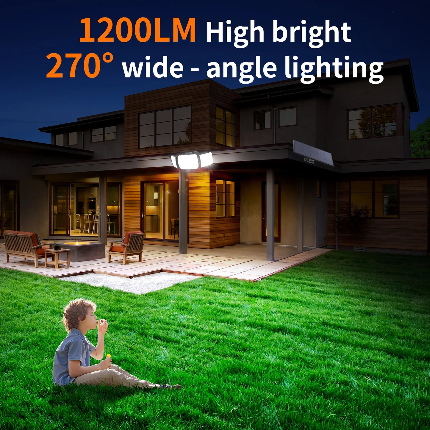 Intelamp Outdoor Solar LED Spotlight With Large Panel Three Modes