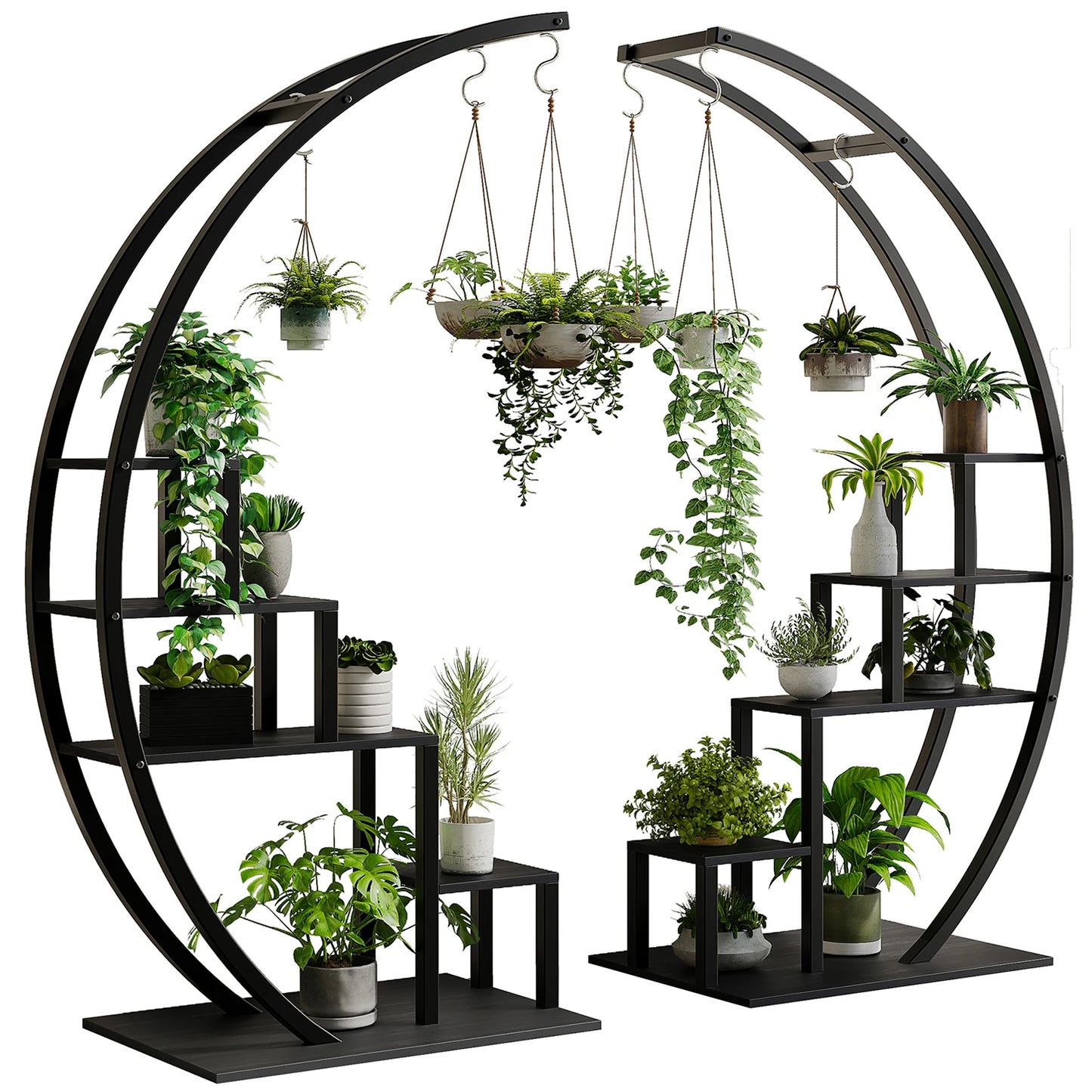 TWISTER.CK 5 Tier Metal Half Moon Plant Stand Indoor Balcony