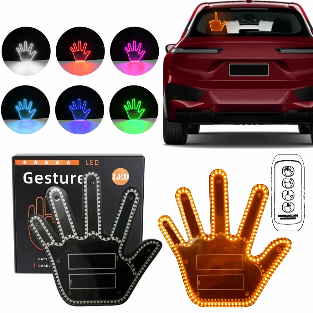 Gesture LED Wireless Adhesive Window Sign With Middle Finger