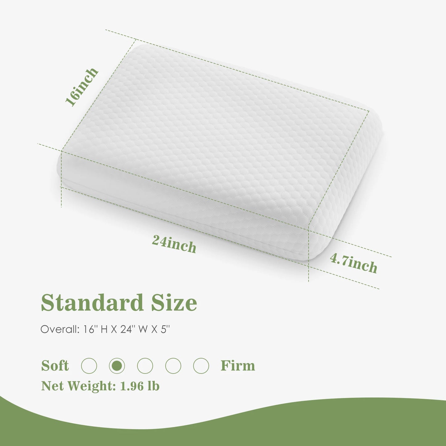 JHK 2-Piece Memory Foam Pillows With Ventilated Removable Covers