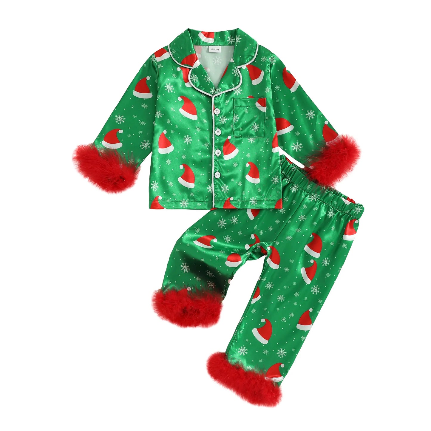 Kids Christmas Pajama Set 2 Piece Button Down Top And Pants