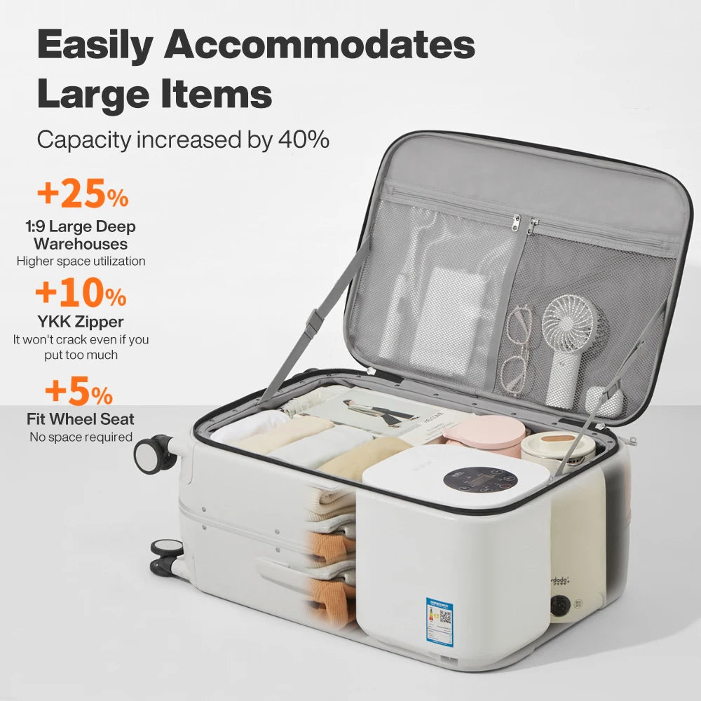 Mixi Front Opening Aluminum Frame Rolling Luggage Carry On Suitcase