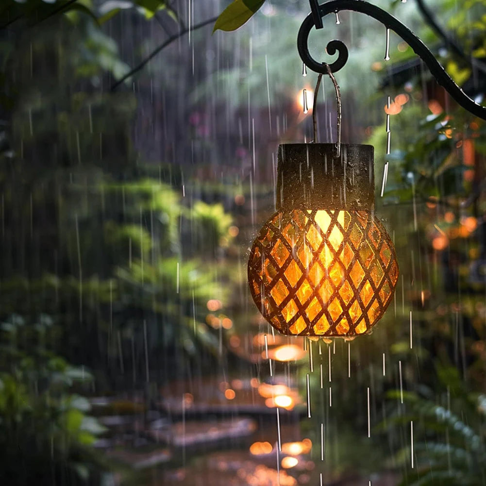 APWIKOGER 4Pc Solar Lanterns Patio Flickering Flame LED Hanging Lights