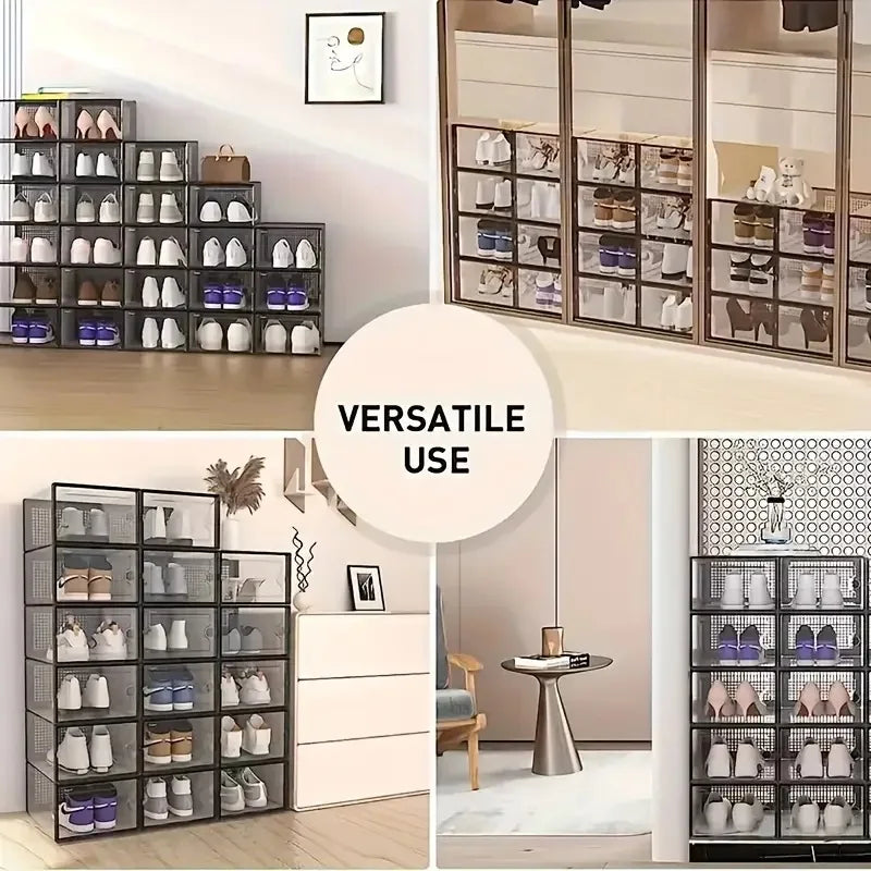 Plastic Stackable Shoe Storage Boxes Dustproof Transparent Organizer For Shoes