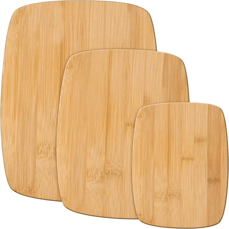 Reversible Bamboo Kitchen Cutting Board Set For Meal Prep