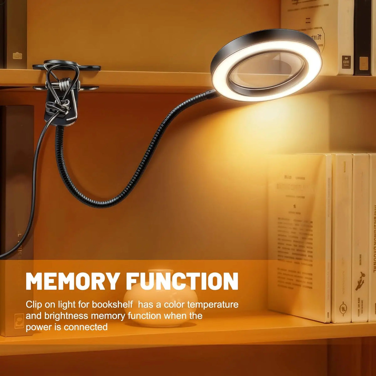 DUMILOO LED Clip On Magnifying Lamp With 5X Lens Gooseneck