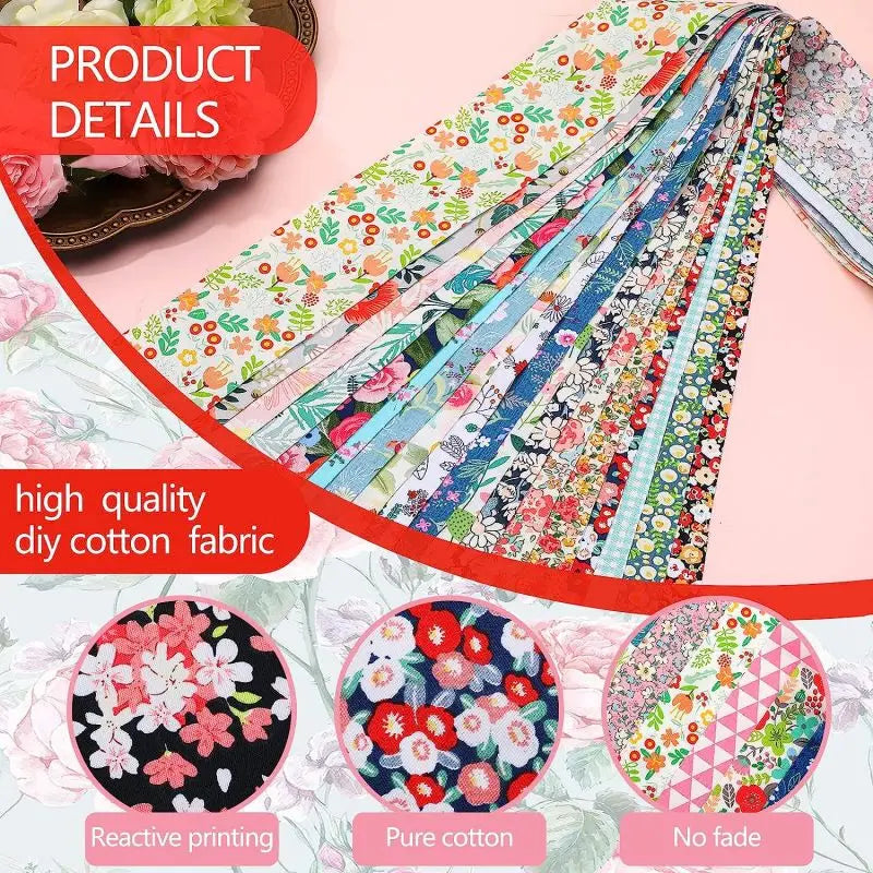 NONECN 40Pcs DIY Cotton Craft Fabric With Printed Patterns