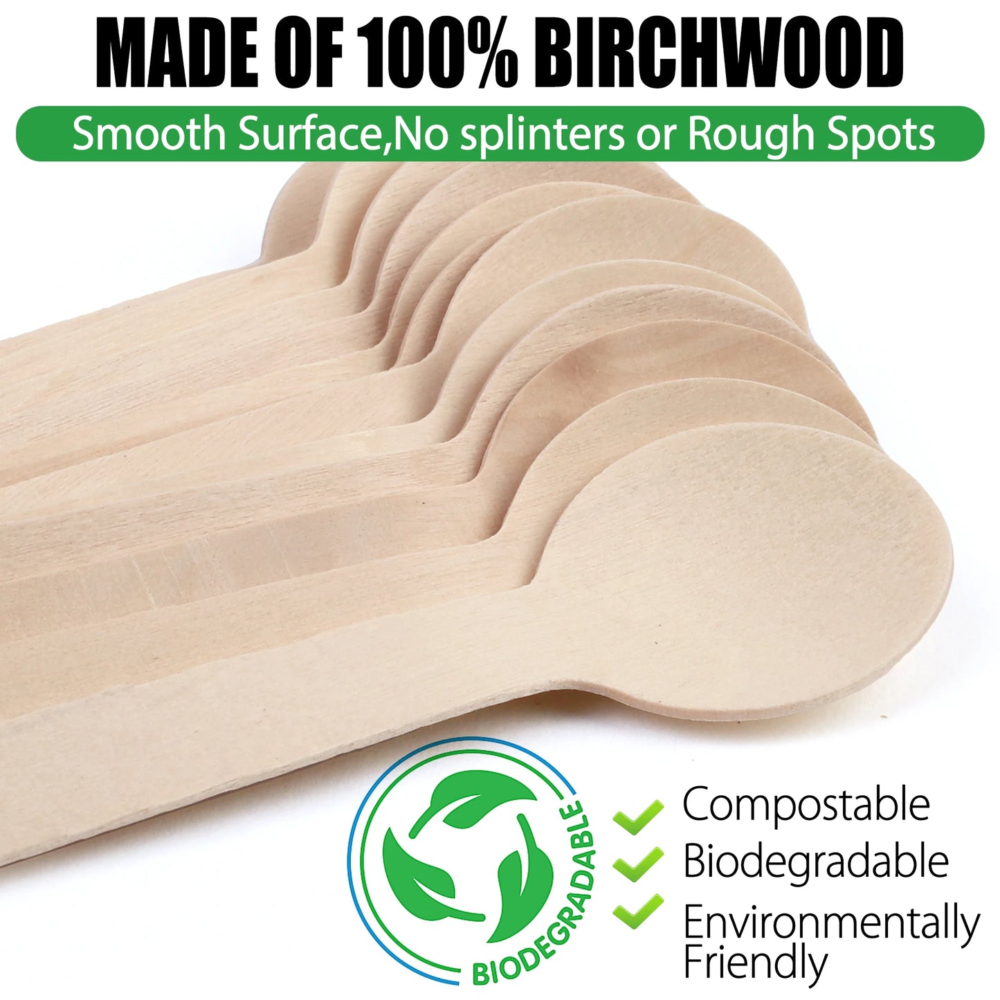 Disposable Wooden Spoons 100Pcs Mini Tasting Utensils for Parties