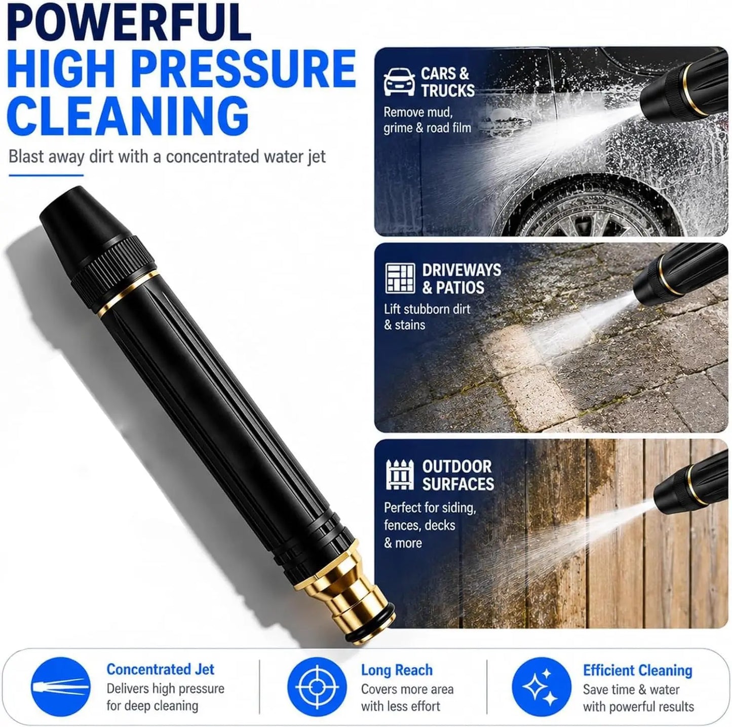 2026 High-Pressure Washer Nozzle and Connector Set, Direct-Spray Gun, Three Spray Modes, Multi-Function Sprayer, Ideal for Yard and Car Cleaning