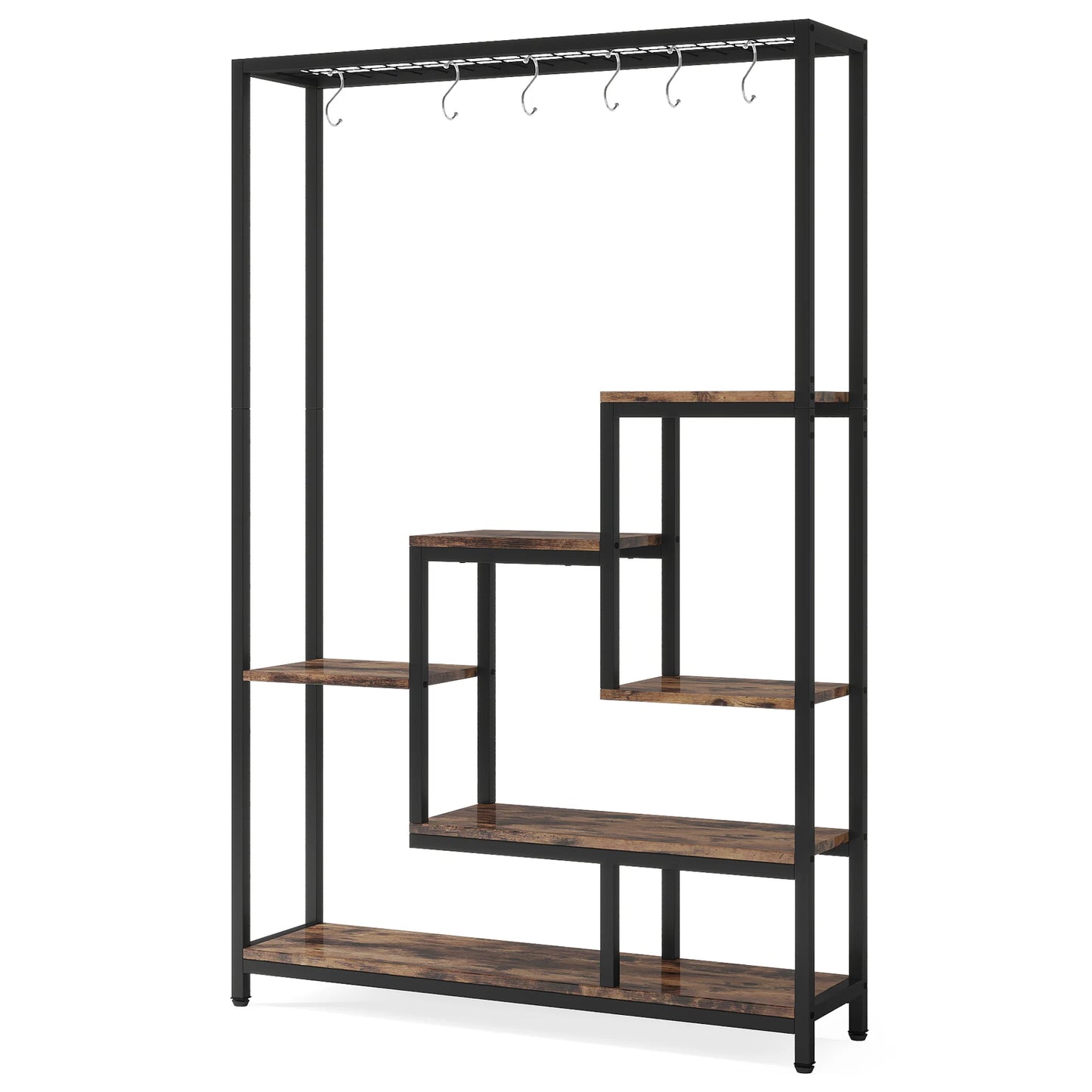 Tribesigns 5 Tier Indoor Plant Stand Metal Shelf With Hooks