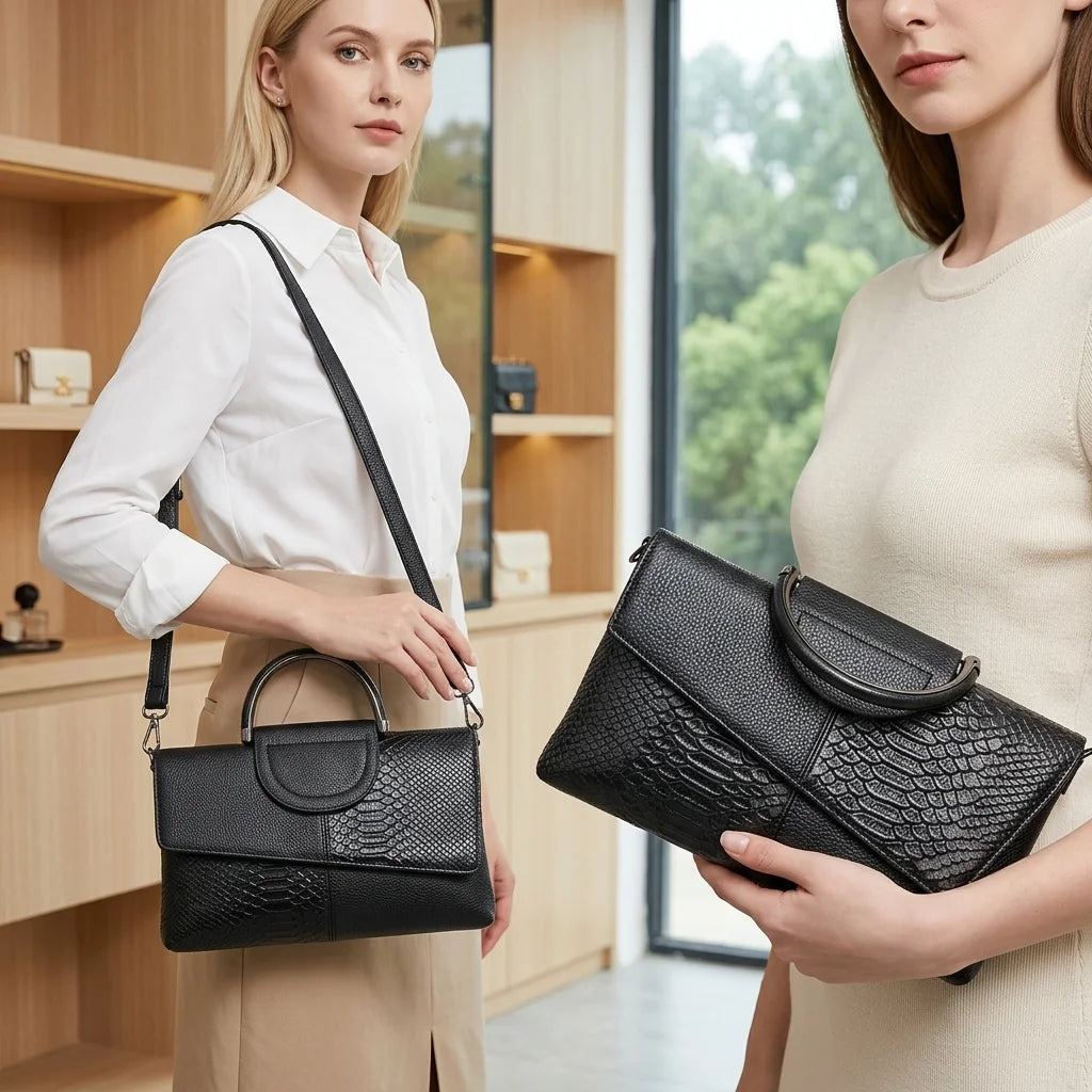Women's Crocodile Pattern Shoulder Crossbody Tote Bag For Elegant Occasions