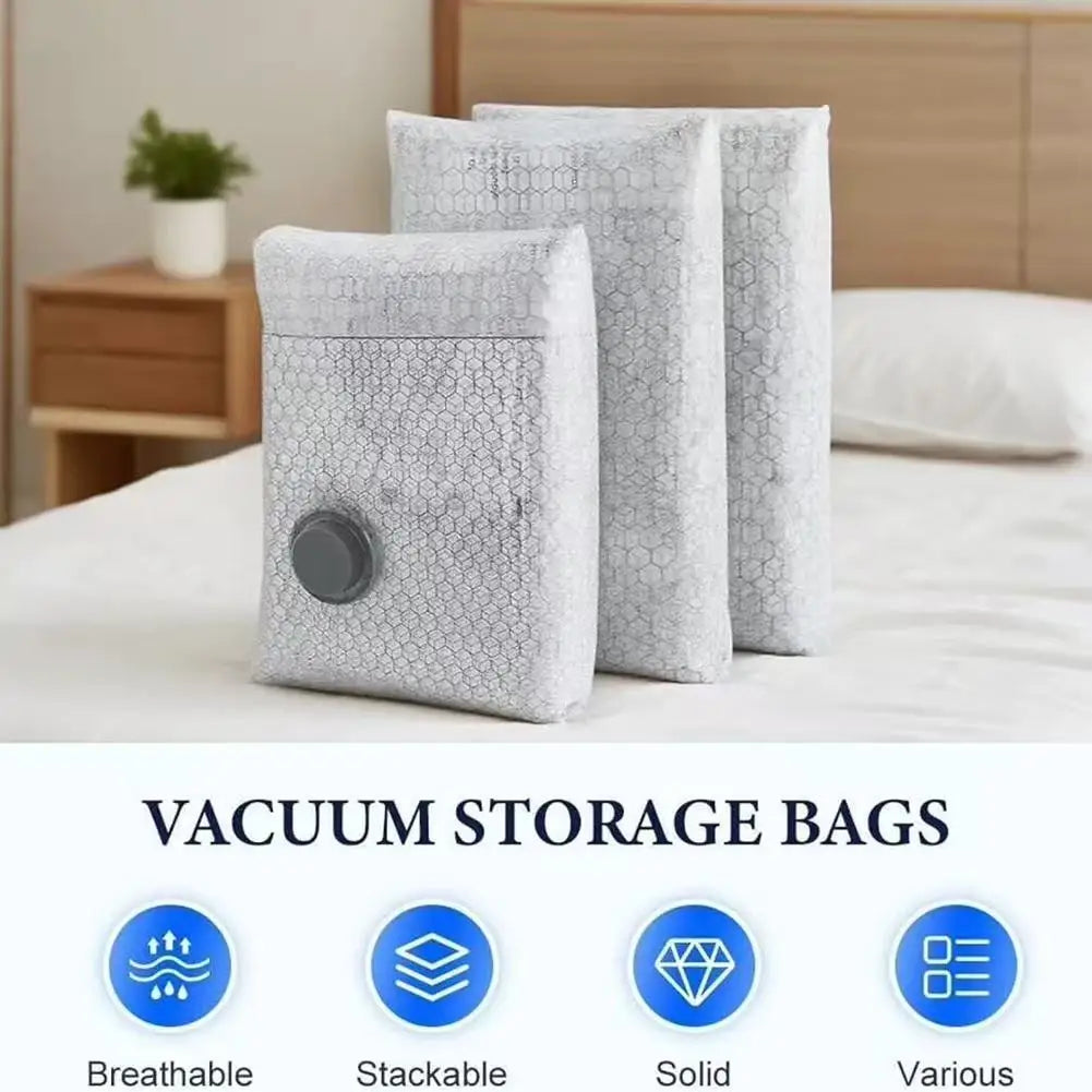 Vacuum Compression Storage Bags With Portable Pump For Space Saving