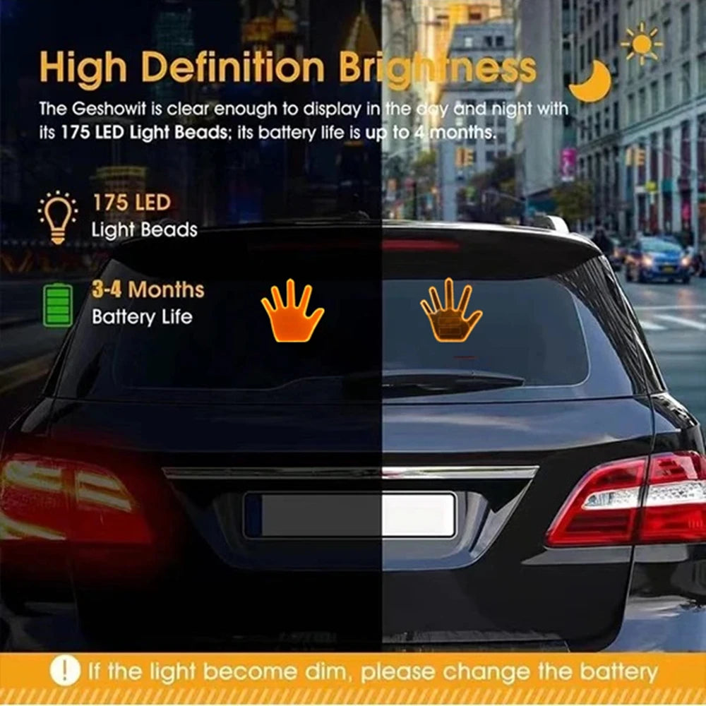 Gesture LED Wireless Adhesive Window Sign With Middle Finger