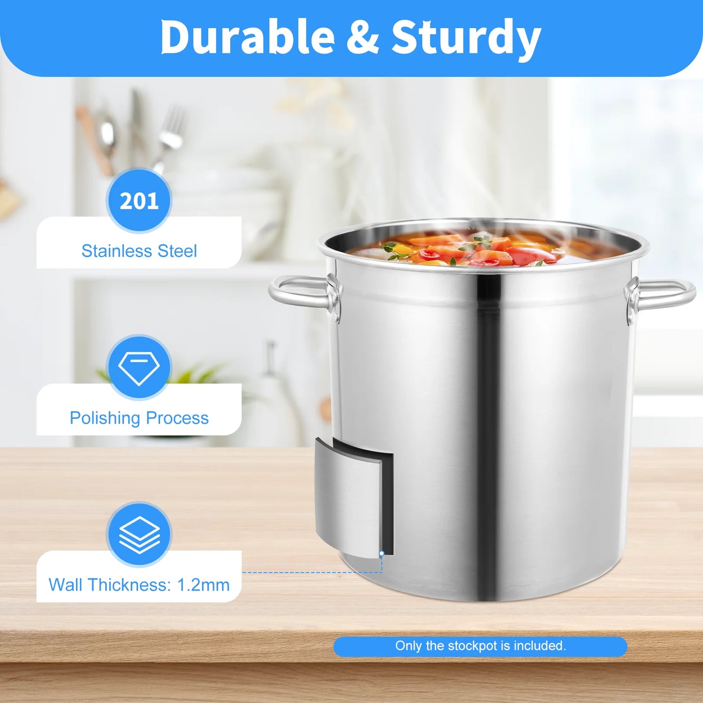 Stainless Steel Soup Stock Pot with Lid and Handles