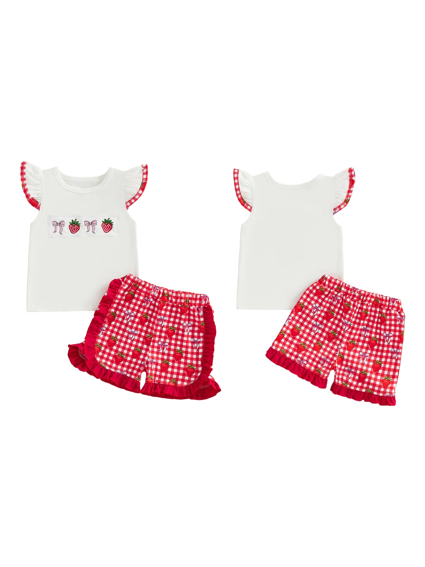 Baby Girls Floral Ruffle Tunic Top And Denim Shorts Set