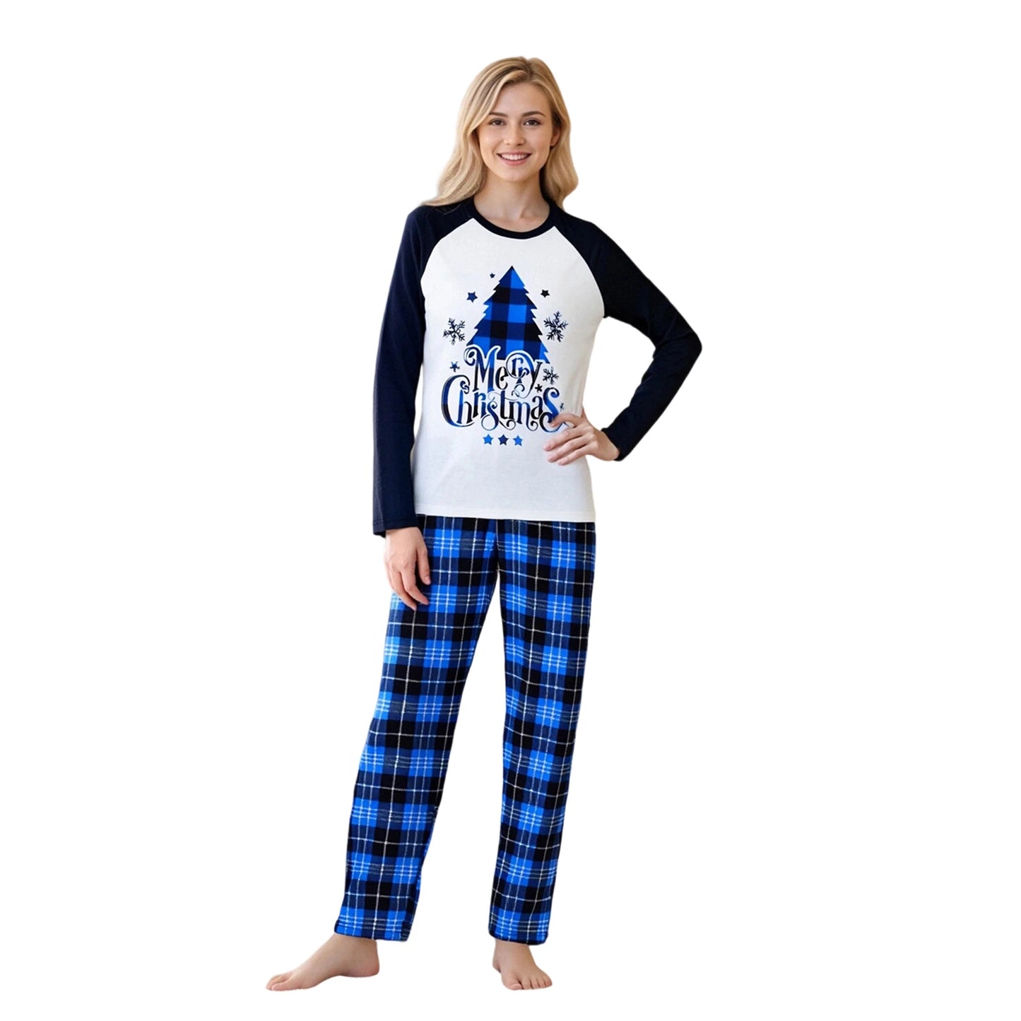 Family Christmas Pajama Set Reindeer Print Cozy Plaid