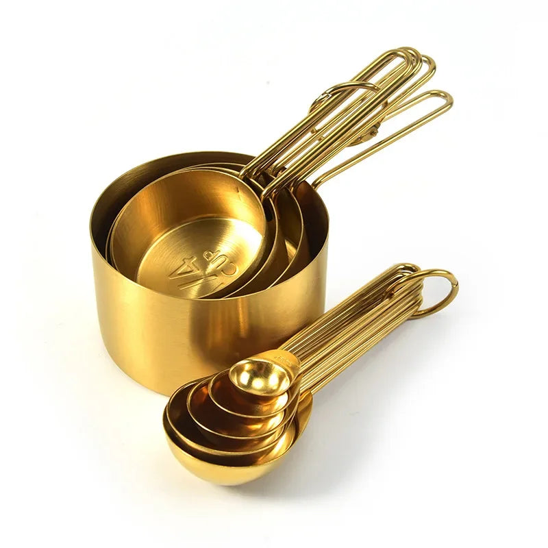 Stainless Steel Measuring Cups and Spoons Set Stackable Kitchen Tools