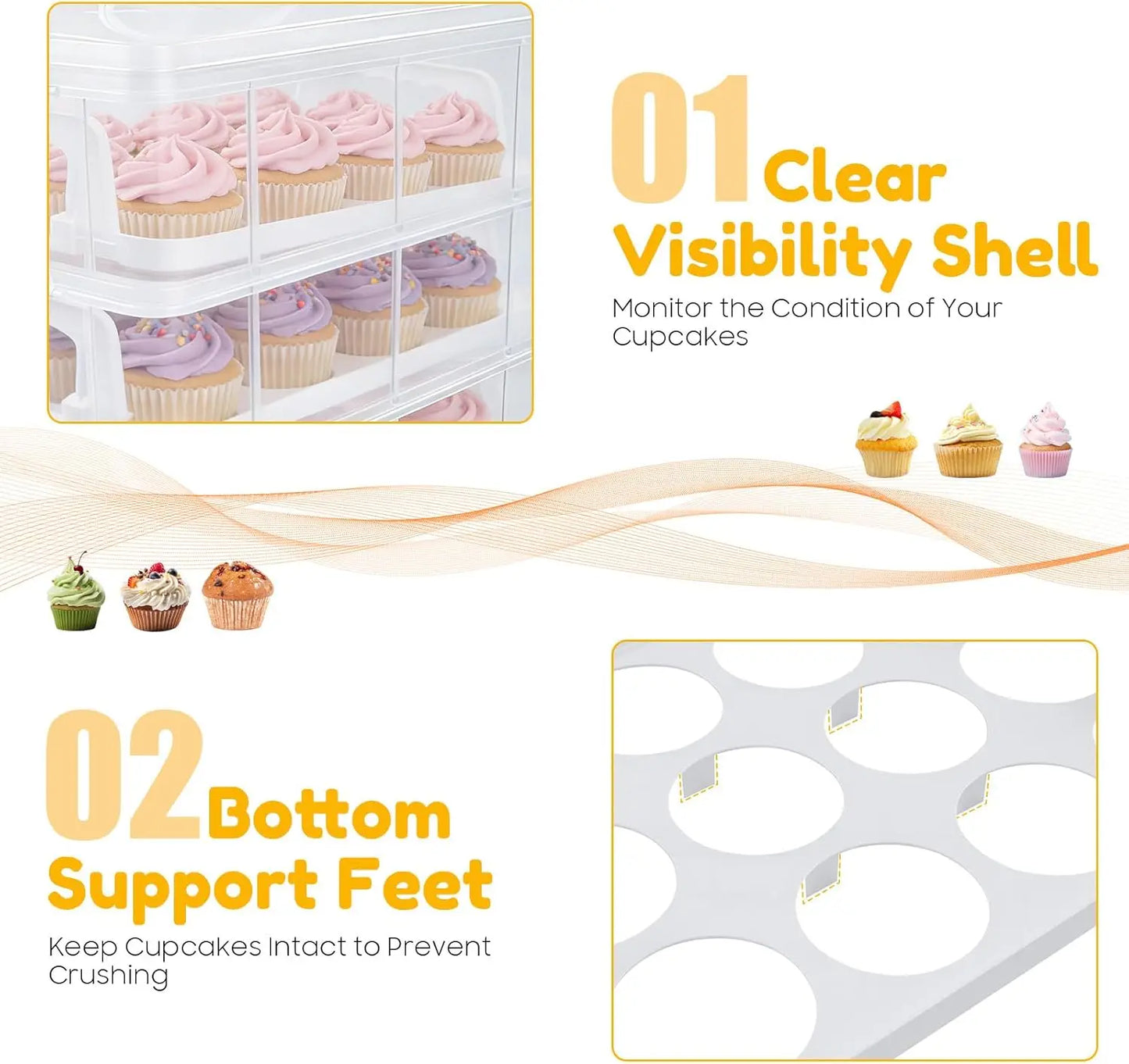 Bymaocar Four Tier Stacking Cupcake Carrier For Desserts