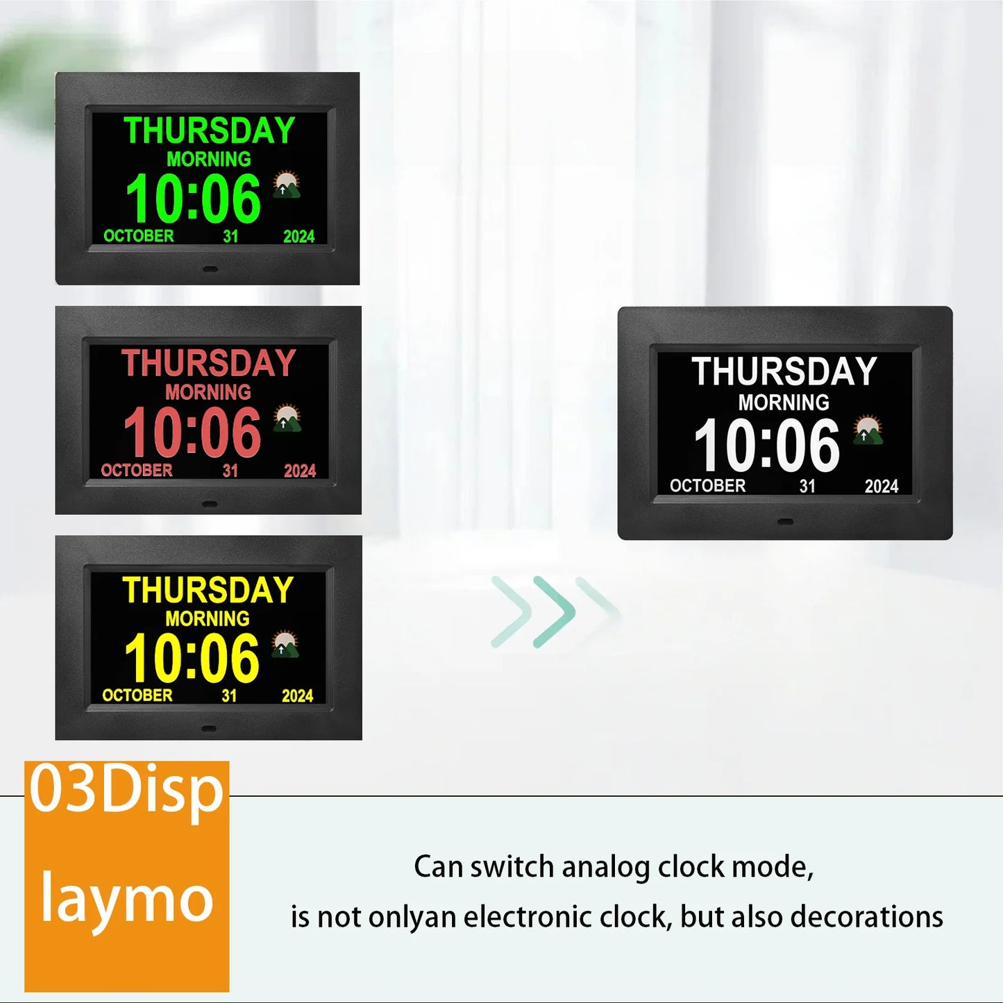 Dementia Clocks for Seniors, Digital Clock with Day and Date | Large Font, Multiple Alarm Clocks, Multiple Interface Displays, Automatic Dimming, Remote Control