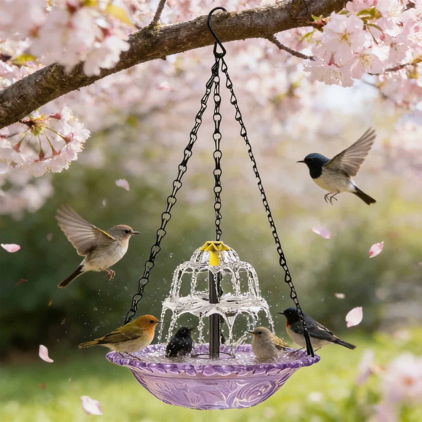 Hanging Solar Bird Bath Fountain With Solar Pump For Garden